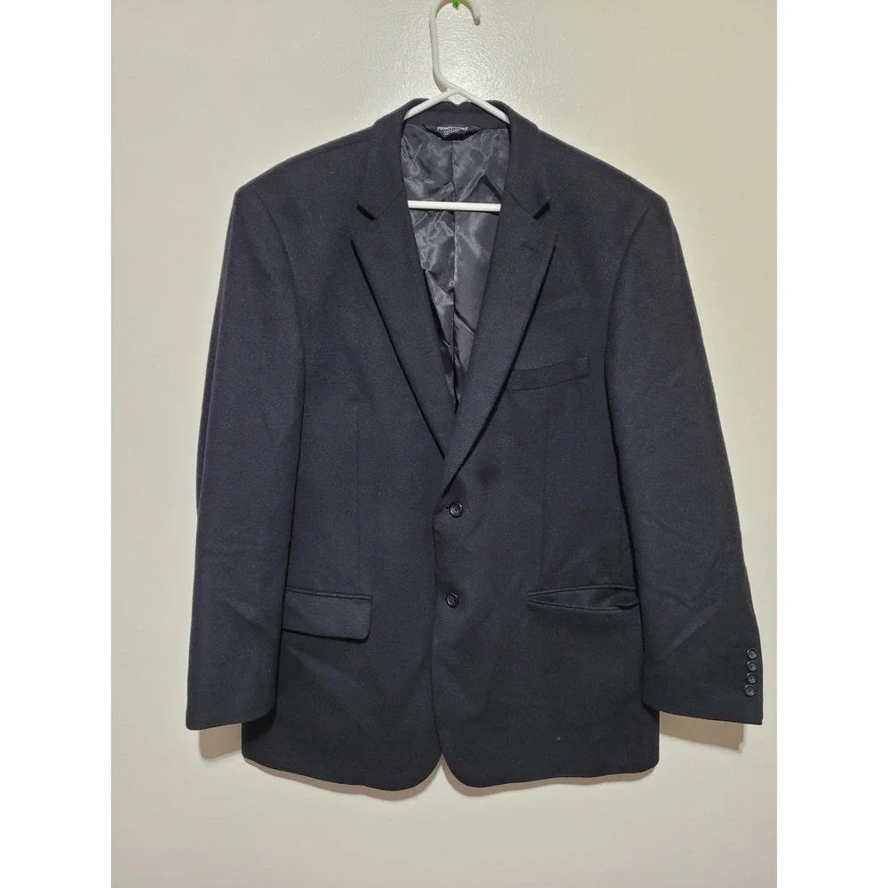 Pronto Uomo Couture Blazer Mens 46 Long Black  Wool Silk Cashmere‎